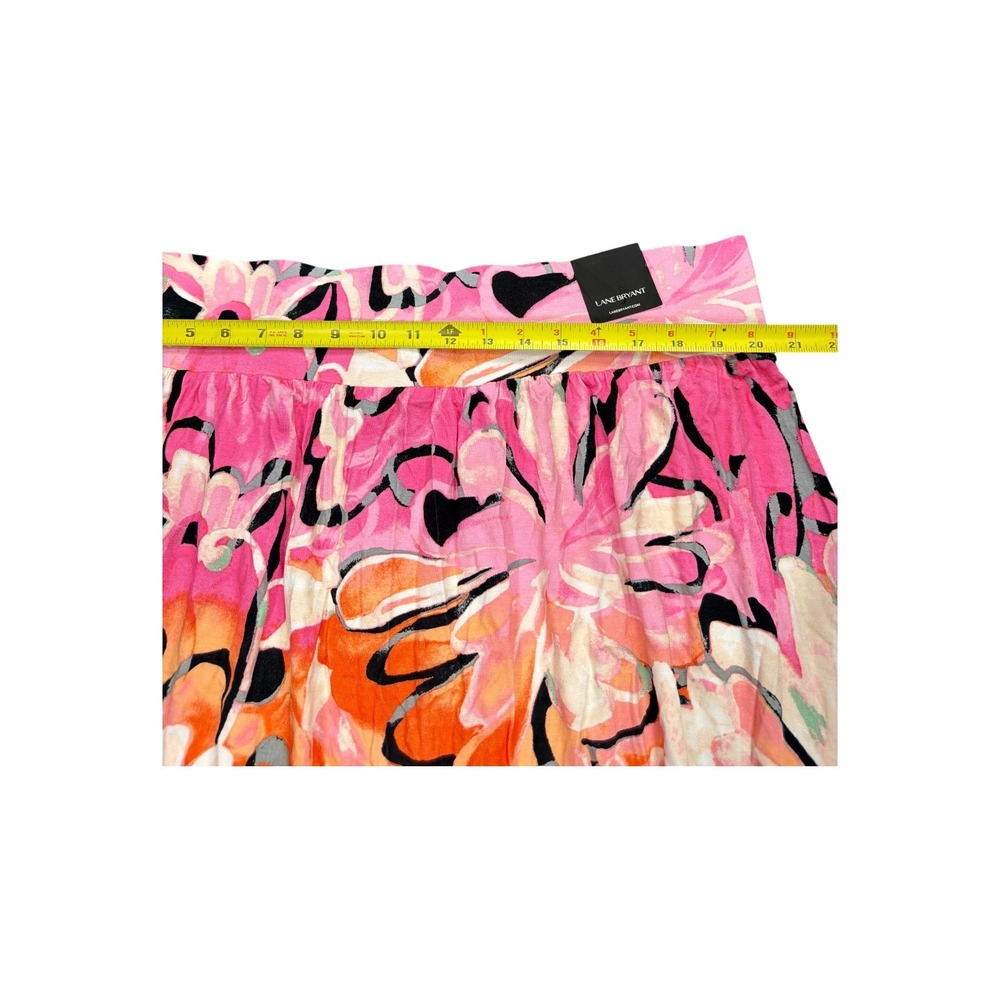 Lane Bryant Women Pink Orange Abstract Floral Smocked Mini Skirt Plus Size 22/24 - Picture 4 of 5